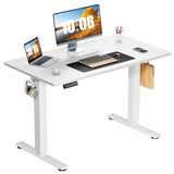 Sweetcrispy Electric Standing Desk Adjustable Height, 40x24 Inch Sit Stand Up Home Office Desks Computer Workstation PC Work Table with 3 Memory Preset Splice Wood Board Metal Frame, White Sweetcrispy