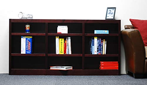 Traditional Triple Wide Wood Bookcase with Adjustable Shelves in Cherry Finish by Concepts In Wood - WoodArtSupply