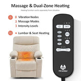 MCombo Small Power Lift Recliner Chair Sofa with Massage and Dual Heating, Adjustable Headrest for Elderly People Petite, USB Ports, Faux Leather 7111 (Cream White)