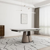 LifoHous Extendable Sintered Stone Dining Table Seats 8-10 People. Modern Telescopic Dining Table with Leather Base. Durable Stone Tabletop Suitable for Dining Rooms.90in(1Tabel) LifoHous