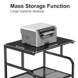 niffgaff Mobile Printer Stand with Large Desktop - 3 Tier Shelf, 24.4 Inch Height, Wooden Organizer for Home&Office, Black