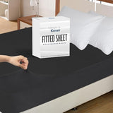 Twin Fitted Sheet Only, Super Soft & Cozy Twin Size Bed Sheets for Boys Kids with Deep Pocket to 14 Inch, Cooling Jersey Mattress Bottom Sheets,Shrinkage & Stain Resistant, Wrinkle Free, Black Magik & Kover