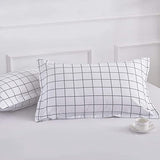 Faincy Full Comforter Set, White Black Grid Geometric Plaid Pattern Printed Reversible Comforter - Size 80 x 90 3PC Soft Microfiber Duvet Sets 2 Pillowshams Modern Bedding in a Bag for Women Men Teen Faincy