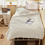 Joiedomi Tufted Twin Comforter Set, 2 Pieces Beige Boho Twin Bedding Set with 1 Plaid Geometric Comforter and 1 Pillow Sham, Checkered Bed in a Bag for All Seasons Joiedomi