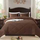 SUVAMJAM 3-Piece Queen Comforter Set,All-Season,Soft & Hypoallergenic &Breathable Bedding,Polyester Quilted,Down Alternative(Comforter*1 & Pillowcases*2),Chocolate SUVAMJAM