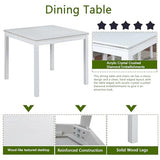 LUMISOL Dining Table Set for 4, 5-Piece Solid Wood Kitchen Table Set with 4 Upholstered Chairs for Kitchen, Dining Room, Home Bar, White LUMISOL