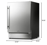 Tylza Outdoor Beverage Refrigerator 24 Inch, Stainless Steel Under Counter Beverage Cooler, 190 Cans Beer Fridge Built-in and Freestanding Beverage Fridge Tylza