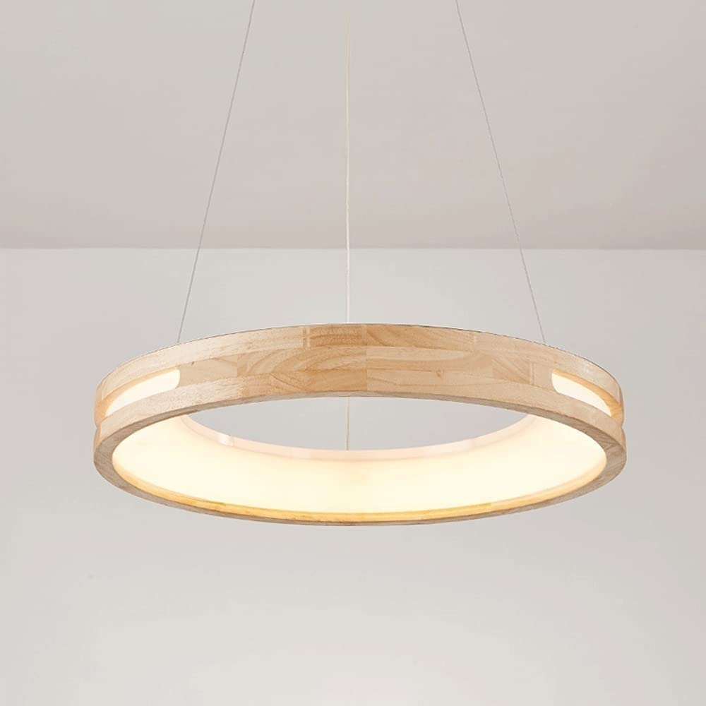 ZLAMP Modern Wood Drop Ceiling Lamps Wooden Ring Chandelier Pendant Light Minimalist Dining Room Lighting Fixture Hanging Chandelier Over Table for Living Room Kitchen Island Bedroom (Size :  - WoodArtSupply