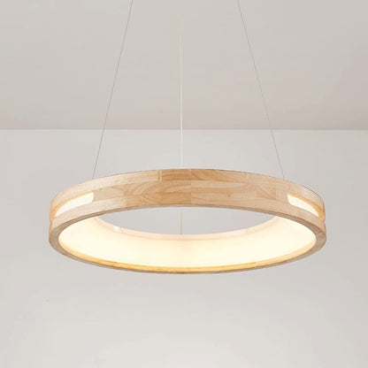 ZLAMP Modern Wood Drop Ceiling Lamps Wooden Ring Chandelier Pendant Light Minimalist Dining Room Lighting Fixture Hanging Chandelier Over Table for Living Room Kitchen Island Bedroom (Size :  - WoodArtSupply