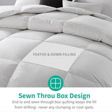 APSMILE Lightweight Feather Down Comforter Queen Size - Ultra Soft 100% Organic Cotton Quilted Duvet Insert, Thin Bedding Comforter for Warm Weather/Hot Sleepers (90x90, Ivory White) APSMILE