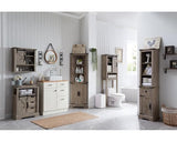 OKD Bathroom Floor Cabinet, Farmhouse Storage Cabinet with Sliding Barn Door & Storage Drawers, Small Storage Cabinet for Bathroom, Kitchen, Living Room, Light Rustic Oak OKD