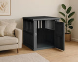 KFY 30 INCH Small Dog Crate Furniture Lockable Dog Kennel Indoor Dog Cage Plastic Pet Cage End Table for Small/Medium Dogs, Black KFY