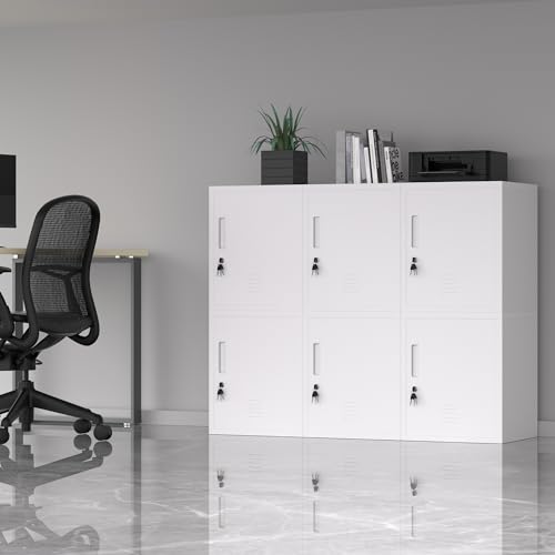 JINGUR Metal Storage Locker Cabinet with Locking Door and Adjustable Shelf for Home Office Classroom Workshop Organization (White) JINGUR