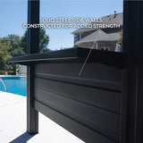 Backyard Discovery Rockport XL 12' x 6' Galvanized Steel BBQ Grill Gazebo Pavilion with Hardtop Steel Roof, Bar Tops, Powerport, Snow Support, Wind Resistance, Cook Station for Outdoor Patio or Deck Backyard Discovery