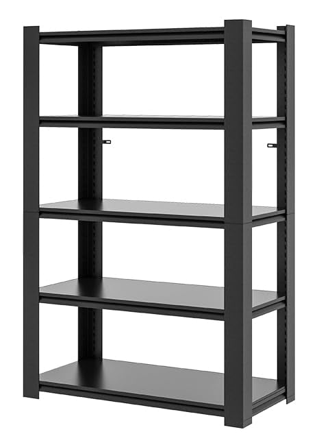 DARTIIA 72" H Garage Shelving 3000LBS Heavy Duty Storage Shelves Adjustable 5 Tier Metal Shelves for Storage Garage Industrial Shelving Utility Racks,24" D*48" W*72" H,Black