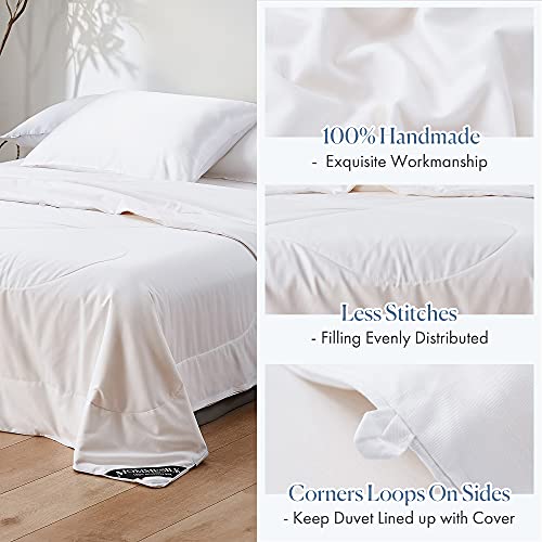 Mommesilk Silk Comforter Full Summer Lightweight Pure Natural Silk Duvet Insert Cotton Cover Quilt White 76"x87", Net Net Filling Weight 0.5kg Mommesilk