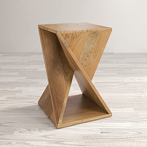 Solid Mango Wood Angled 24" Tall Mid-Century Modern Jasper Table Pre-Assembled