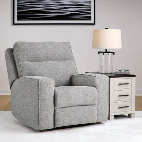 Signature Design by Ashley Biscoe Contemporary UV Resistant Durable Power Recliner with USB Port, Adjustable Headrest and Track Arms, Gray Signature Design by Ashley