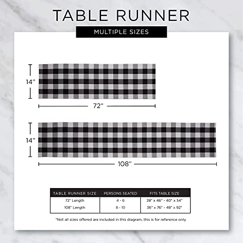 DII Buffalo Check Collection, Classic Farmhouse Table Runner, 14x72, Black & White DII