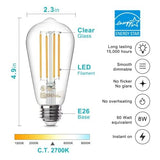 TJOY 12 Pack Vintage 8W ST58 LED Edison Light Bulbs, Dimmable, 60W Equivalent, 800Lumens, 2700K Warm White, E26 Base LED Filament Bulb, CRI80+, Antique Glass Style for Home, Bedroom, Office, Farmhouse TJOY