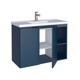 COZIMAX Vanity Jazz 32 inches - Floating Bathroom Vanity and Cultured Marble Sink with Soft Close Door (Blue) COZIMAX