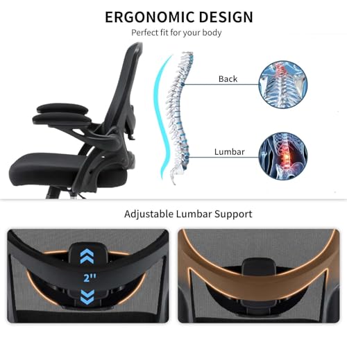 Drafting Chair, Tall Office Chair for Standing Desk, Ergonomic Standing Desk Chair with Flip-up Armrests, Counter Height Office Chair with Footrest and Adjustable Lumbar Support Chair Store