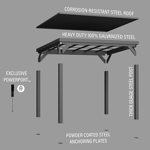 Backyard Discovery Stonebridge 12 ft. x 9 ft. 6 in. All Metal Steel Gazebo Pavilion with Slant Roof, Durable, Supports Snow Loads and Wind Speed, Rot Resistant, Backyard, Deck, Garden, Patio - WoodArtSupply