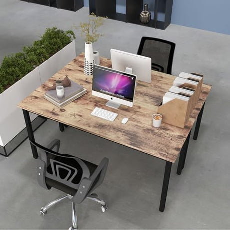 Bonzy Home Conference Tables 9ft Office Computer Desk for Meeting Room Study Writing Printer Podcast Table for 4-8 People Rustic Brown 2PCS 110.2"x23.6"x29.5" Bonzy Home
