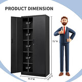 YEEZER Metal Storage Cabinet 71” with 2 Doors and 4 Adjustable Shelves, Garage Steel Locking Cabinet, Tall Cabinets Lockable File Cabinet for Home, Office, Garage, Gym, School. (Black) YEEZER