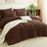 CozyLux King Size Comforter Set Brown, 7 Pieces Bed in a Bag King Comforter Set with Sheets, Soft Bedding Set with Down Alternative Comforter, Fitted Sheets, Flat Sheets, Pillow Shams and Pillowcases CozyLux