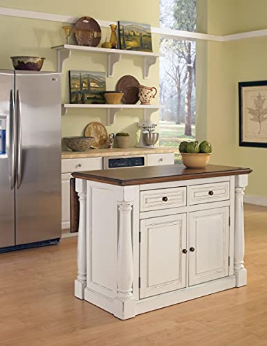 Homestyles Monarch Kitchen Island Set, 50 Inch Width, Antique White homestyles