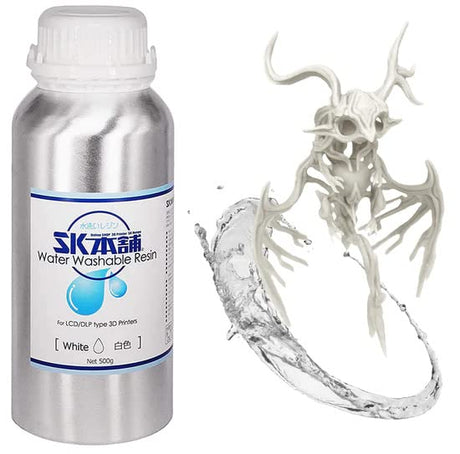 SK Water Washable 3D Printer Rapid Resin LCD UV-Curing Resin 405nm Standard Photopolymer Resin for LCD 3D Printing (White, 500g) SK本舗