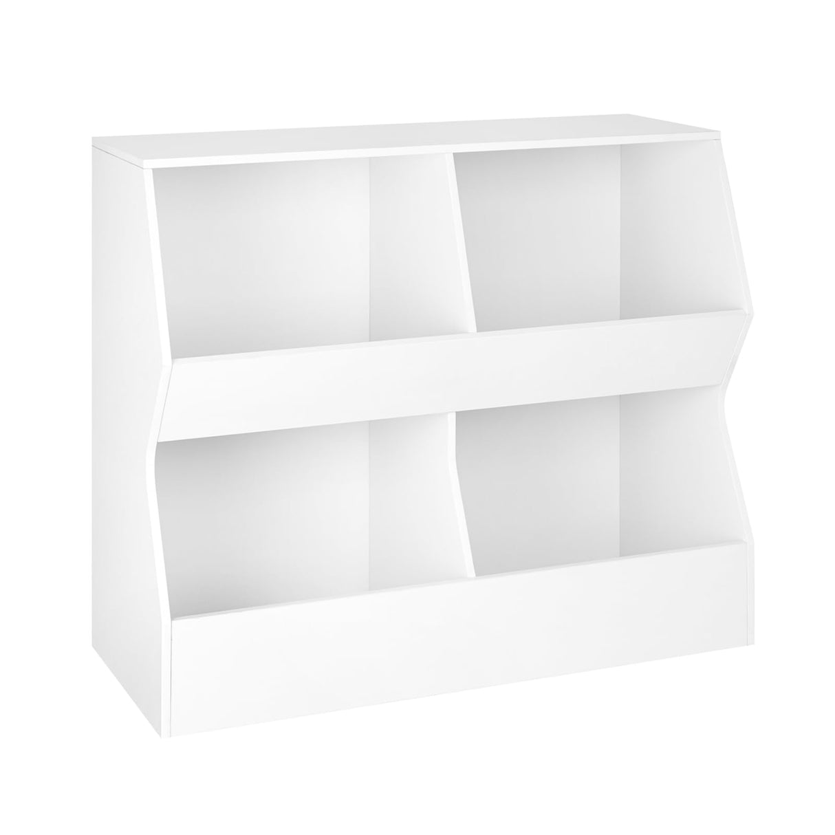 DINZI LVJ 4-Cubby Kids Bookshelf & Toy Storage Cabinet - White Wooden Organiser for Bedroom, Nursery & Playroom DINZI LVJ