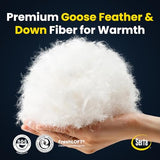 Serta Goose Feathers Down Fiber Comforter Queen Size Duvet Insert,100% Cotton,Hotel Luxury Hypoallergenic Comforter 58oz All Season Medium Warmth 90 x 90 in White Serta