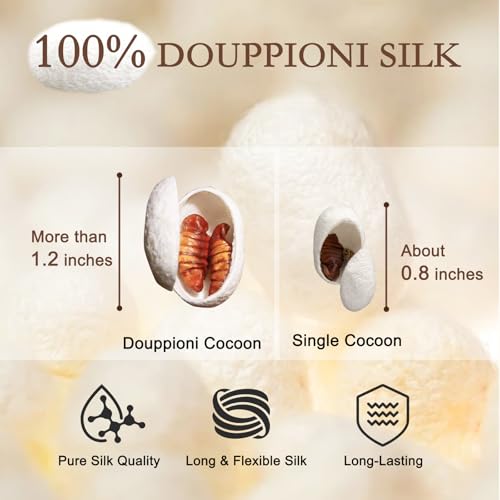 YOUR MOON Luxurious Summer/Spring Lightweight Mulberry Silk Comforter King Size,100% Natural Long Strand Silk Fill Duvet Blankets, Luxury Bedding Summer, Noiseless Cotton Shell (White) YOUR MOON