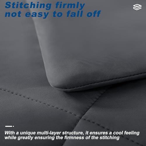 bedsmile Cooling Comforter Queen Size, Double-Sided Cold Tech Fabric Quilted Bed Comforters Cooling Blanket for Hot Sleepers, Breathable Lightweight Summer Bedding, All-Season Ice Blanket, Dark Gray bedsmile