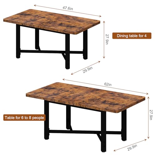Jocoevol Dining Table for 4-6,62“Extendable Round Kitchen Dining Room Table, Space Saving Rectangle Large Expandable Wood Dinner Furniture for Small Space, Brwon（47-62In*28In*30In Jocoevol