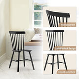 LUE BONA Windsor Dining Chair Set of 4, Spindle Back Wooden Chairs for Kitchen and Dining Room, Black LUE BONA