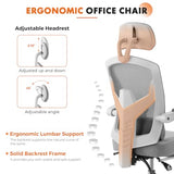 Sweetcrispy Office Computer Desk Chair with Footrest,Ergonomic High-Back Mesh Rolling Work Swivel Chairs with Wheels,Comfortable Lumbar Support,Comfy Arms for Home,Bedroom,Study,Student,Light Grey Sweetcrispy