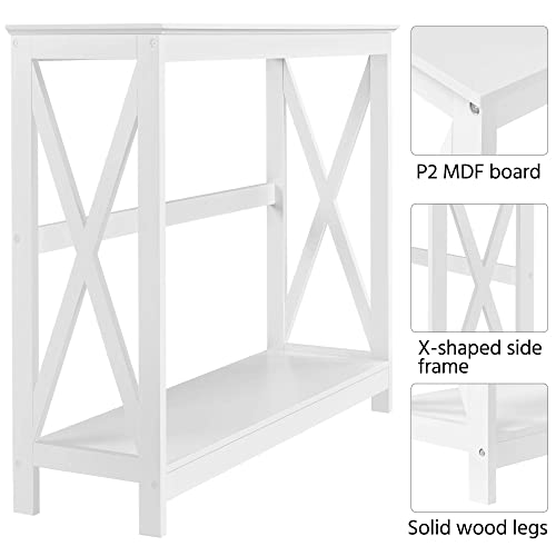 Yaheetech Wood Entryway Table, Console Table for Entryway, 2-Tier Sofa Table Accent Table w/Storage Shelf for Living Room, Hall, Foyer, White - WoodArtSupply