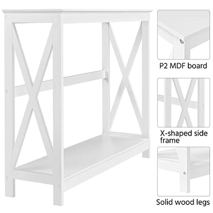 Yaheetech Wood Entryway Table, Console Table for Entryway, 2-Tier Sofa Table Accent Table w/Storage Shelf for Living Room, Hall, Foyer, White - WoodArtSupply