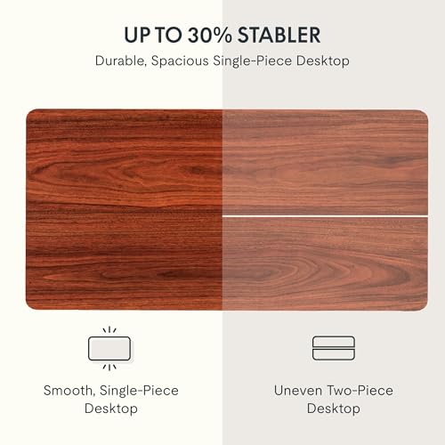 FLEXISPOT EN2 Whole-Piece Standing Desk with Clamp Power Strip, 55 x 28 Electric Stand Up Height Adjustable Desk with Cable Management (Black Frame + 55" Mahogany Top, 2 Packages) FLEXISPOT