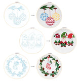 Looples Embroidery Kit for Beginners and Adults with Video Tutorials – DIY Starter Kit with 3 Stamped Floral Patterns, Hoops, Threads, Needles, and Instructions (Gnomes, Ornaments & Holiday Wreath)