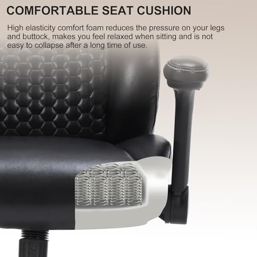 Drafting Chair, Ergonomic Tall Office Chair with Soft Adjustable Armrests and Foot Ring, Standing Desk Chair PU Leather High Office Chair for Counter Height Desk, Swivel Computer Stool, Black Generic