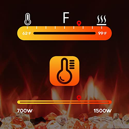 30" Electric Fireplaces Inserts, Recessed & Wall-Mounted Fireplace Heater with Thermostat, Multicolor Flames,Timer, Log & Crystal, 750/1500W VINEMOUNT