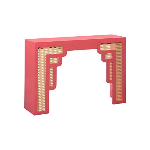 Tov Furniture Suzie Coral Pink & Rattan Console Table Tov Furniture