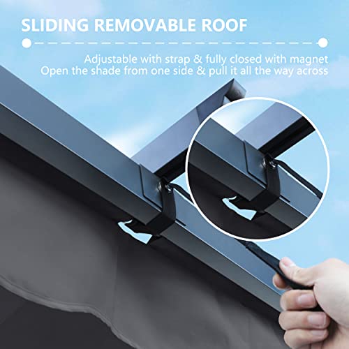 VEIKOU 10x10ft Pergola, Metal Pergola w/Thicker Post & Upgraded Retractable Pergola Canopy, Heavy-Duty Aluminum Pergolas and Gazebos Outdoor Shelter for Porch Yard, Gray VEIKOU