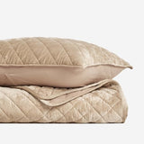 EVERGRACE Luxury Velvet Quilt Set Queen Size, Diamond Quilted Lightweight Velvet Comforter for All Season, Ultra Soft Oversized Bedspread Coverlet Bedding Set with 2 Pillow Shams, Beige Taupe EVERGRACE