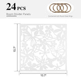 ANMINY 24 PCS Hanging Room Divider Flower Carving Pattern Panels Decorative Wall Screen Panel Hollow Out Design for Living Dining Room Bedroom Home Hotel Decor - White ANMINY
