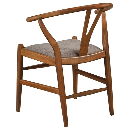 Coaster Home Furnishings Dinah Danish Y-Shaped Back Wishbone Dining Side Chair Walnut and Brown (Set of 2) Coaster Home Furnishings